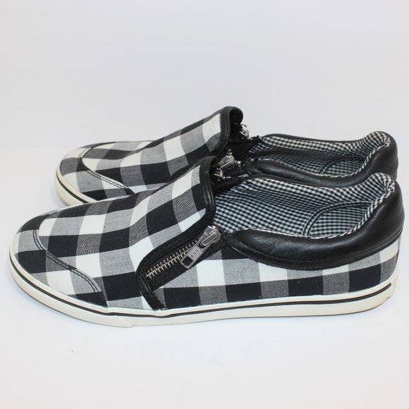 RALPH LAUREN Checked Gingham Black White Slip On - Picture 2 of 11